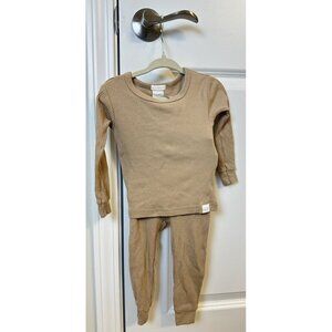 FIRSTS by Petit Lem Modal Rib Infant PJ Set in Tan Size 12 Months